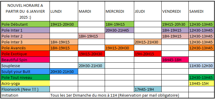 Anciens horaires
