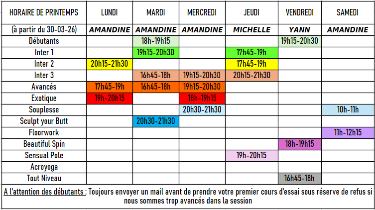 Horaires de printemps